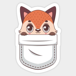 Kawaii fox in pocket design Sticker